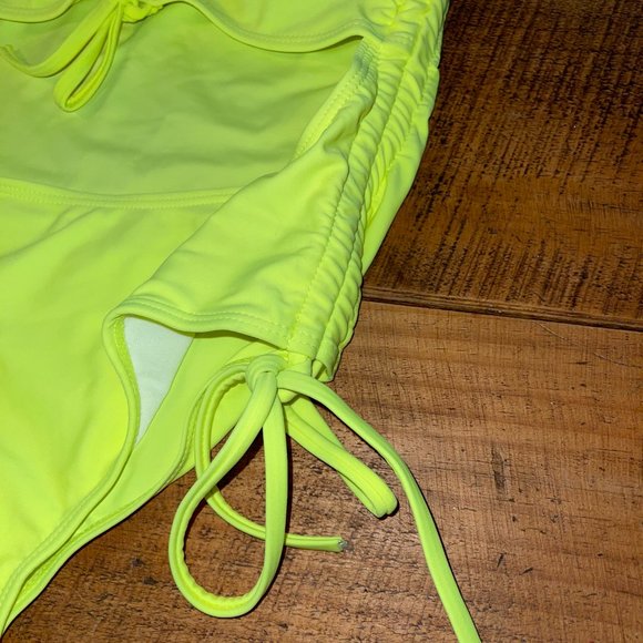 Women's Annbon One Piece Bright Yellow Thong Cut Out Bathing Suit Size S - Picture 4 of 6